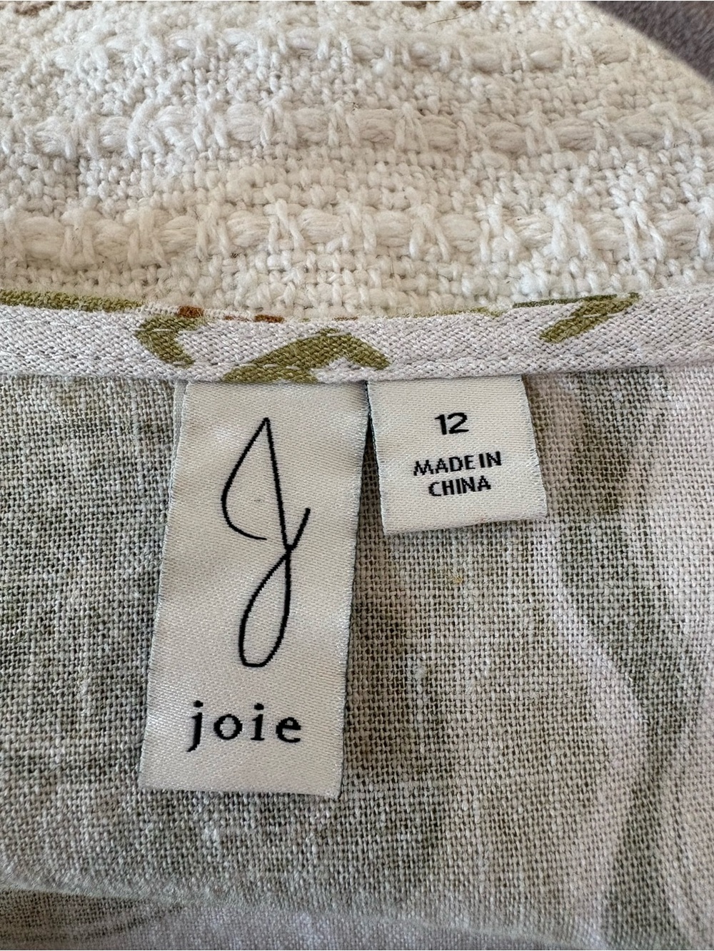 JOIE BLOUSE WOMEN 12 LE SOLEIL LEMONS LIMES LINED TOP BUTTON & WAIST TIE LINEN - Picture 3 of 8